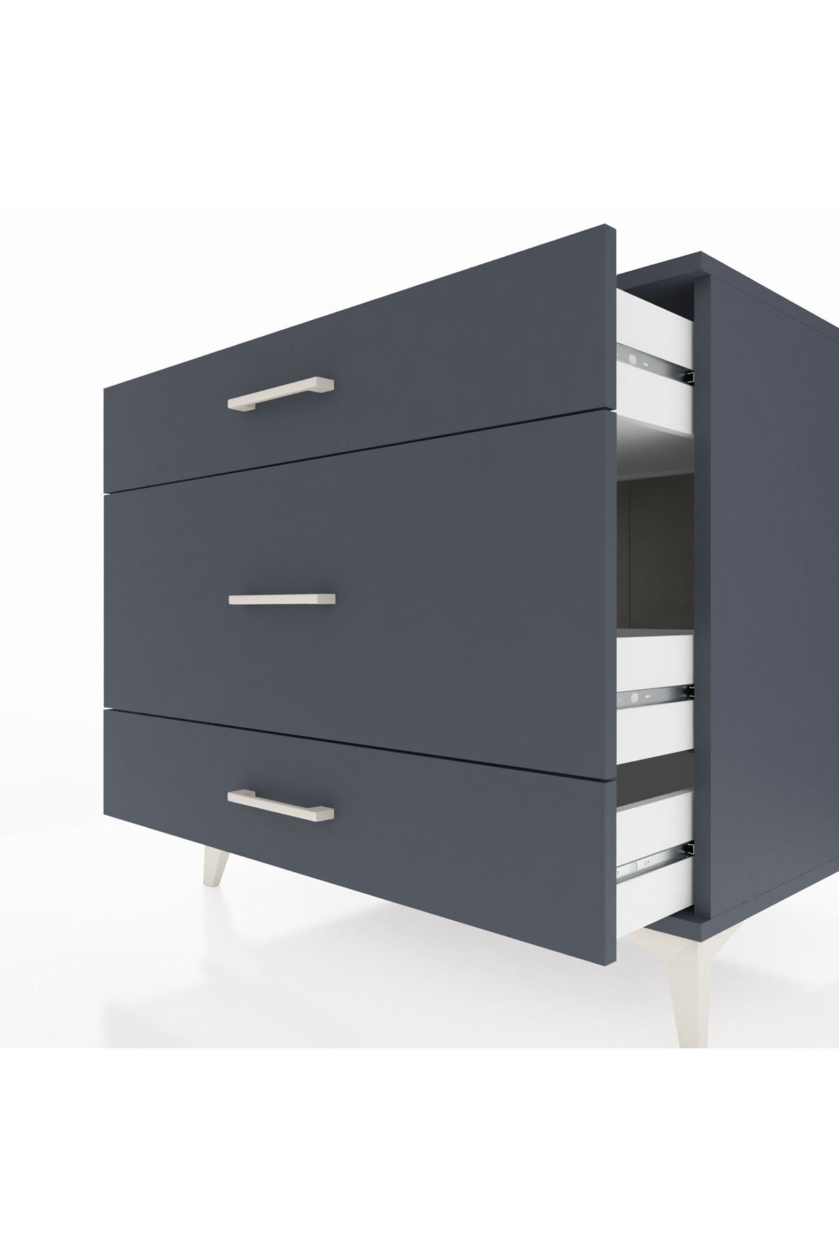 Kronos Şifonyer 3 Çekmeceli 88x59x80 Antrasit-Antrasit