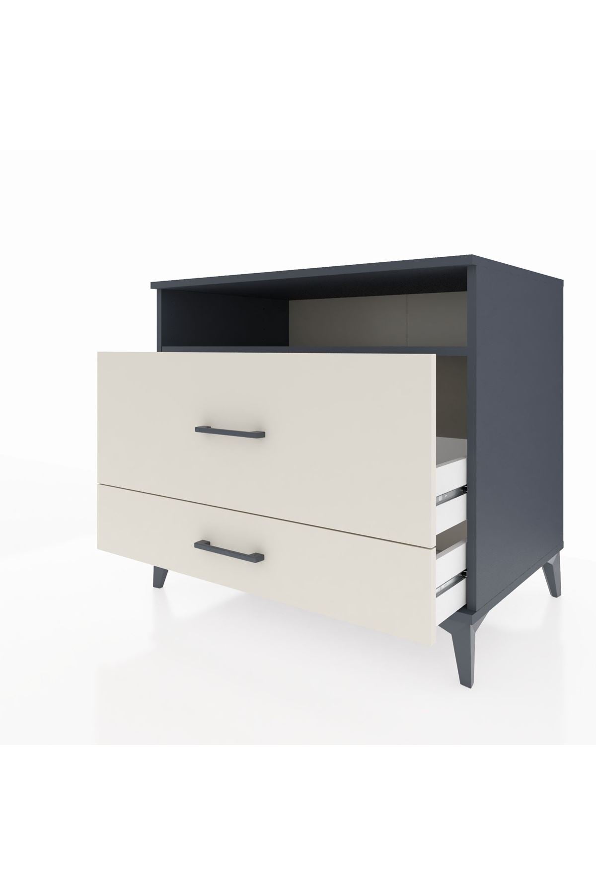 Kronos Şifonyer Tek Raflı 2 Çekmeceli 88x59x80 Antrasit-Aytaşı