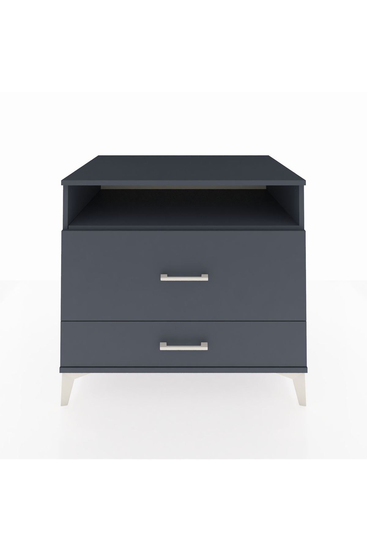 Kronos Şifonyer Tek Raflı 2 Çekmeceli 88x59x80 Antrasit-Antrasit