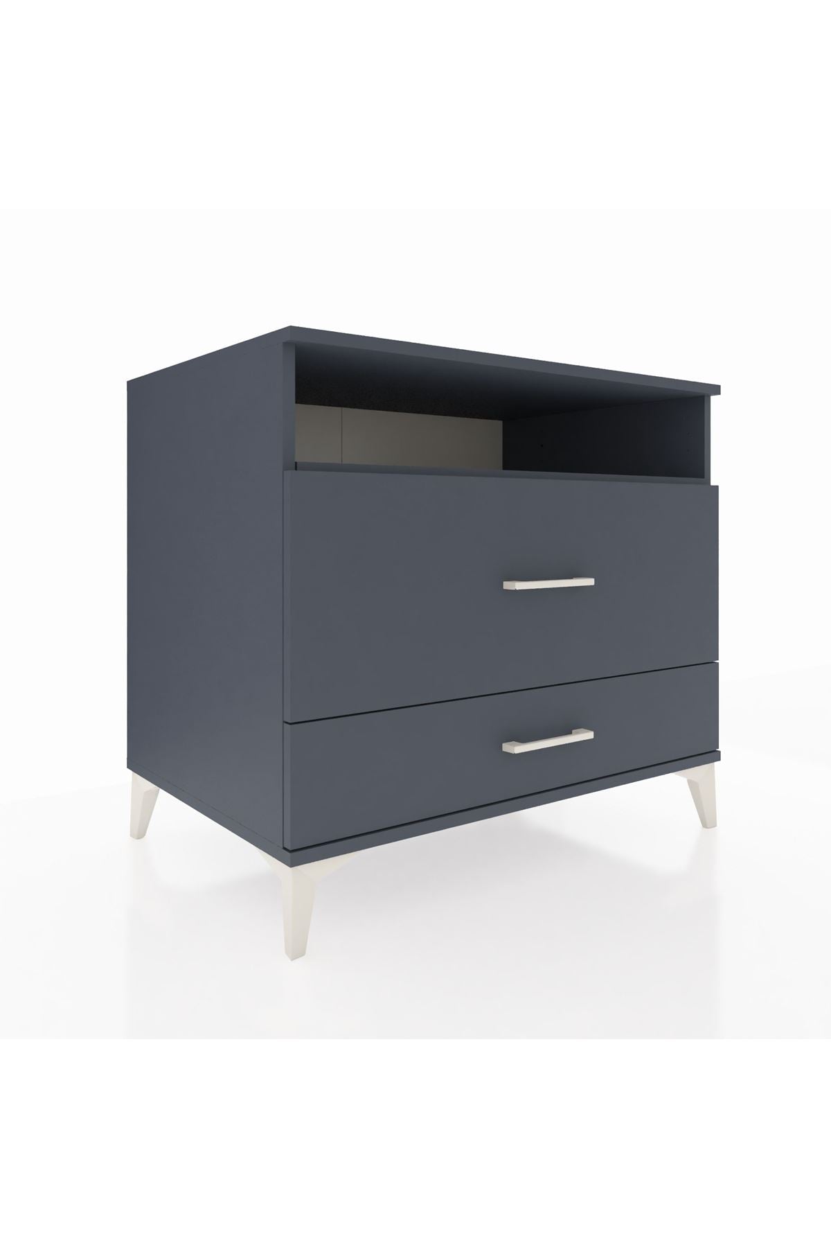 Kronos Şifonyer Tek Raflı 2 Çekmeceli 88x59x80 Antrasit-Antrasit