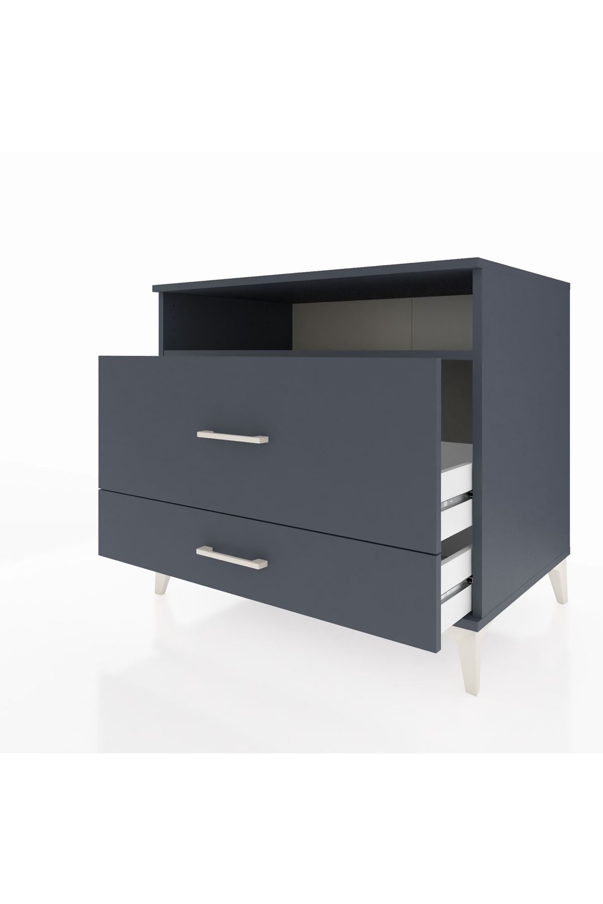 Kronos Şifonyer Tek Raflı 2 Çekmeceli 88x59x80 Antrasit-Antrasit