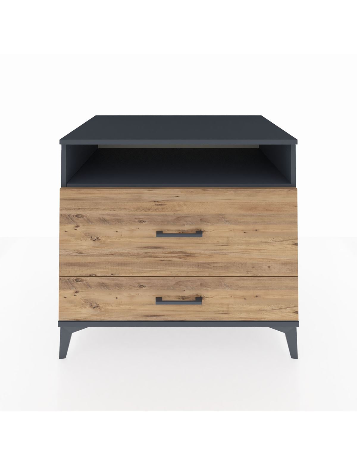 Kronos Şifonyer Tek Raflı 2 Çekmeceli 88x59x80 Antrasit-Çam