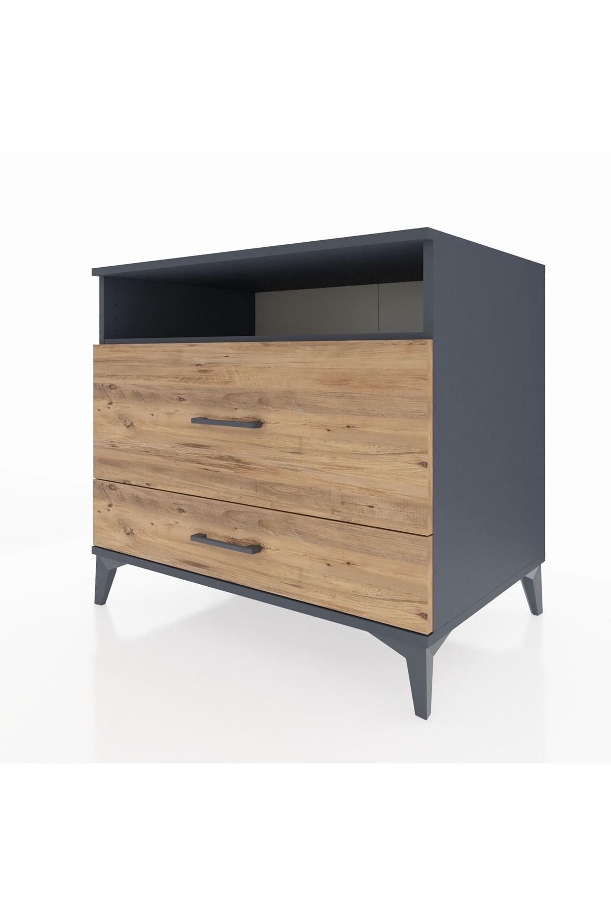 Kronos Şifonyer Tek Raflı 2 Çekmeceli 88x59x80 Antrasit-Çam