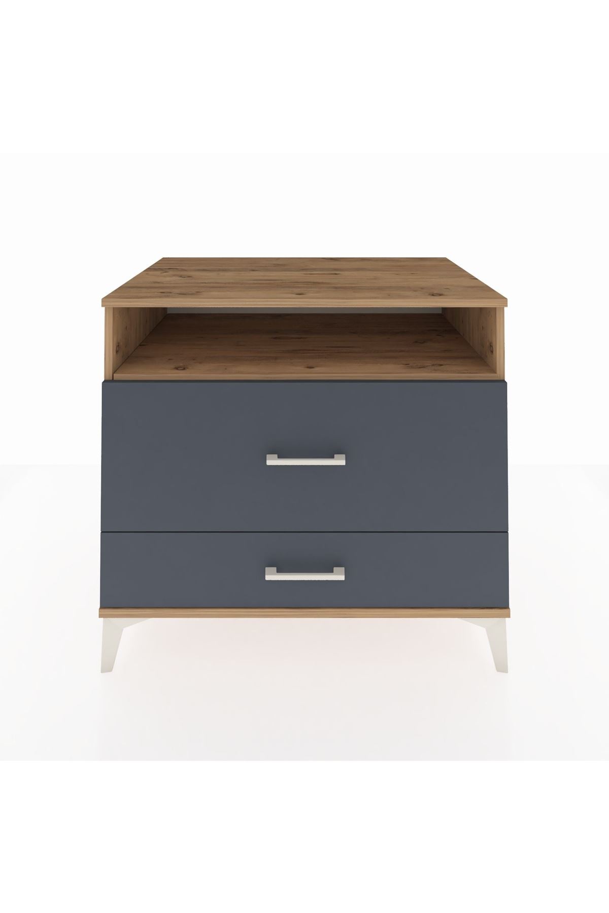 Kronos Şifonyer Tek Raflı 2 Çekmeceli 88x59x80 Çam-Antrasit