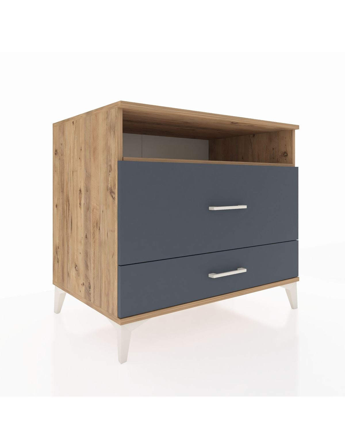 Kronos Şifonyer Tek Raflı 2 Çekmeceli 88x59x80 Çam-Antrasit