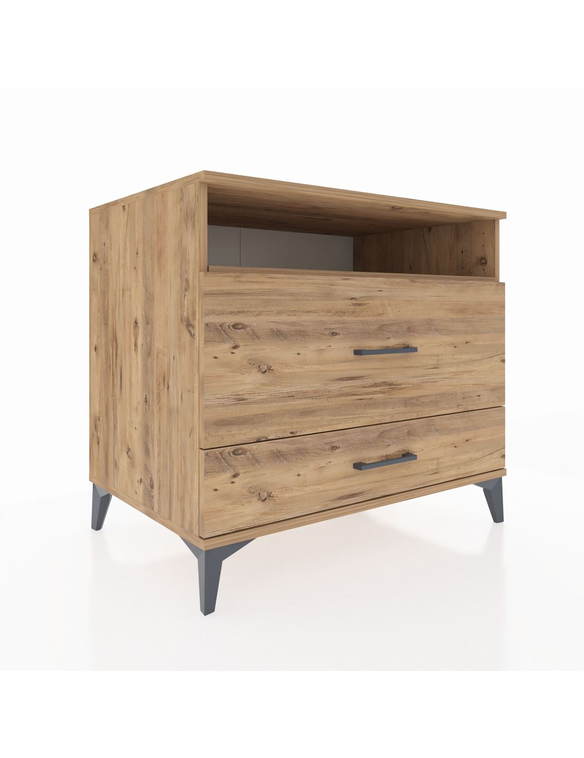 Kronos Şifonyer Tek Raflı 2 Çekmeceli 88x59x80 Çam-Çam