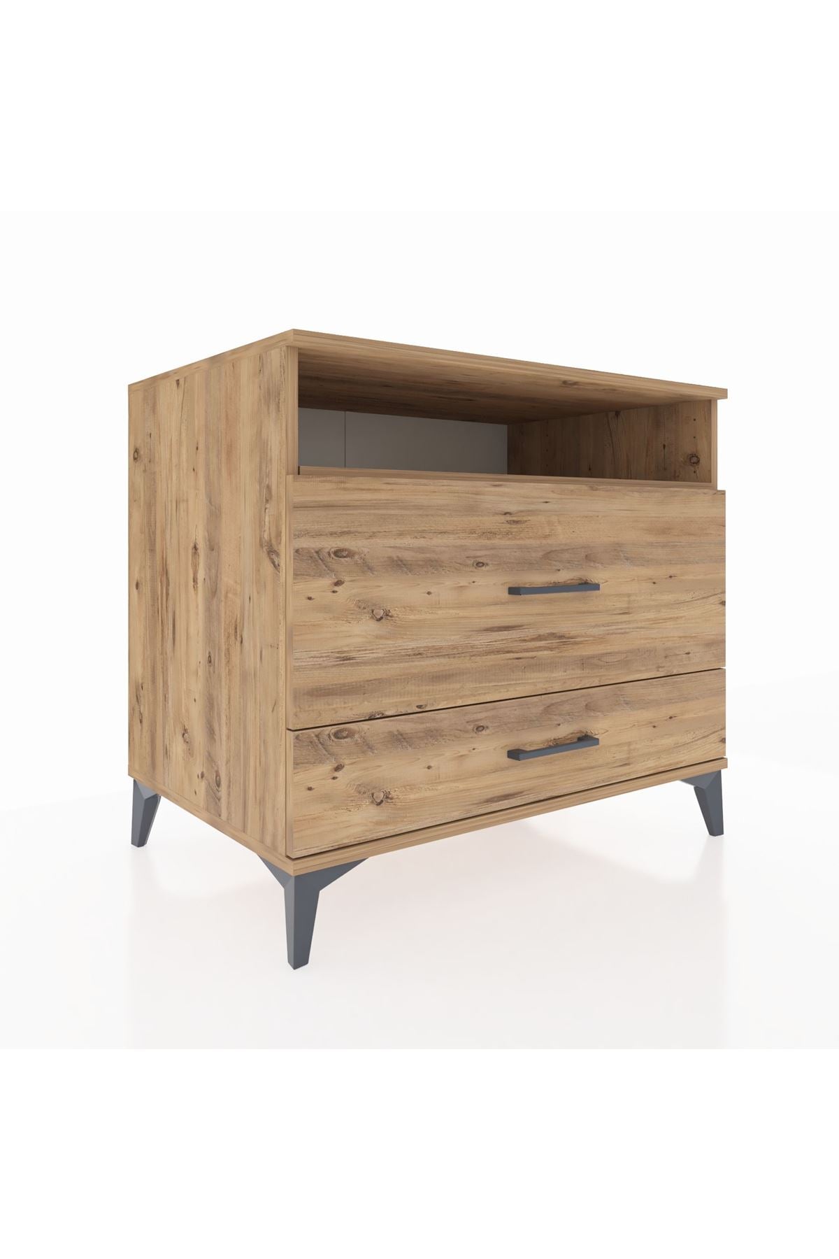 Kronos Şifonyer Tek Raflı 2 Çekmeceli 88x59x80 Çam-Çam