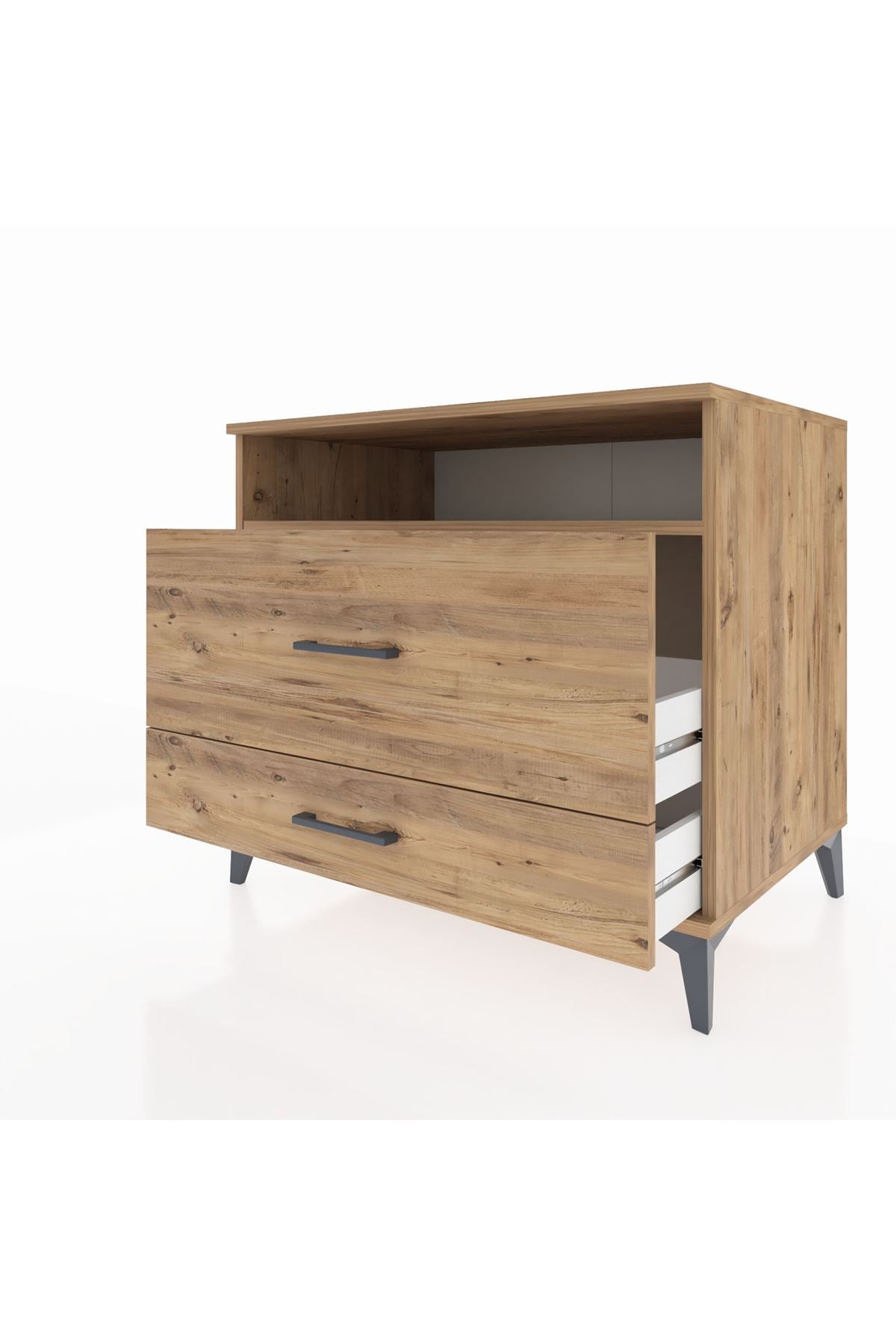 Kronos Şifonyer Tek Raflı 2 Çekmeceli 88x59x80 Çam-Çam