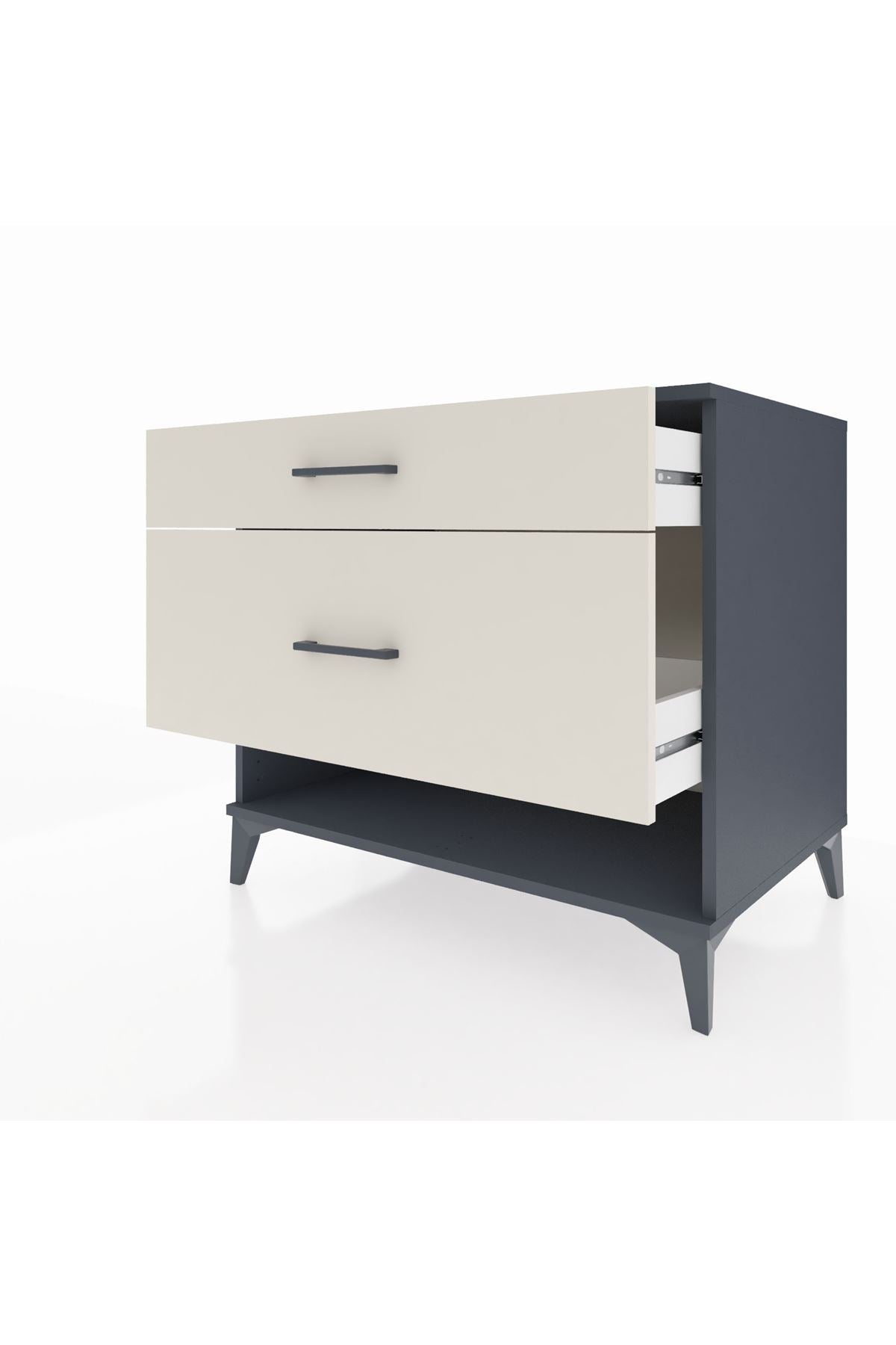 Kronos Şifonyer 2 Çekmeceli 88x59x80 Antrasit-Aytaşı