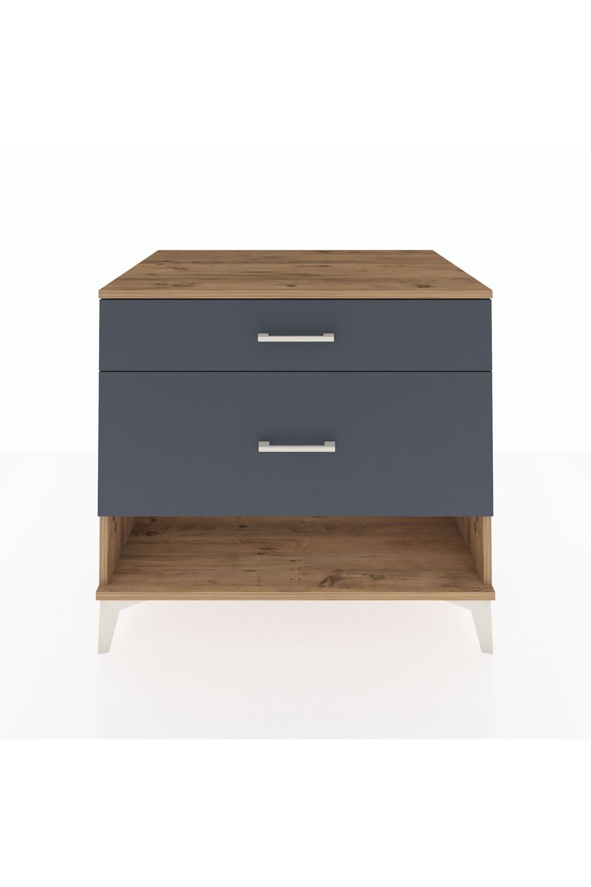 Kronos Şifonyer 2 Çekmeceli 88x59x80 Çam-Antrasit