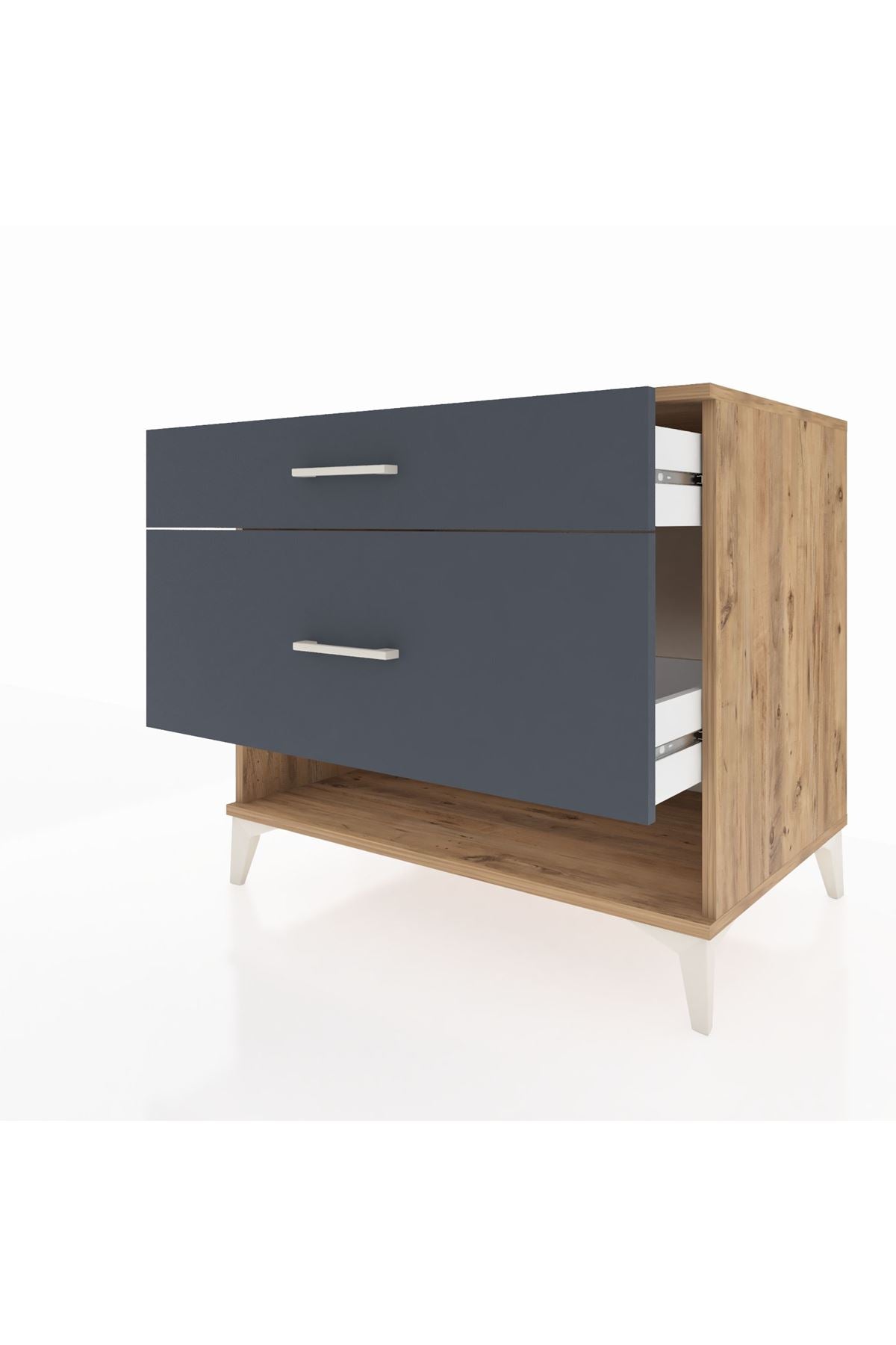 Kronos Şifonyer 2 Çekmeceli 88x59x80 Çam-Antrasit