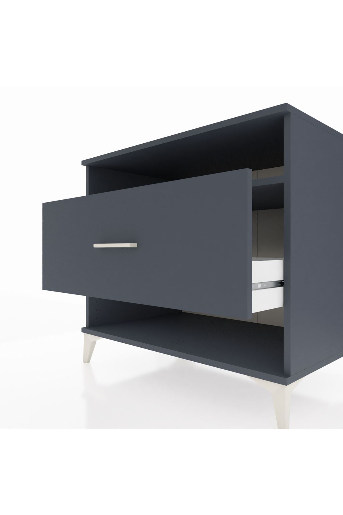 Kronos Şifonyer Tek Raflı Tek Çekmeceli 88x59x80 Antrasit-Antrasit