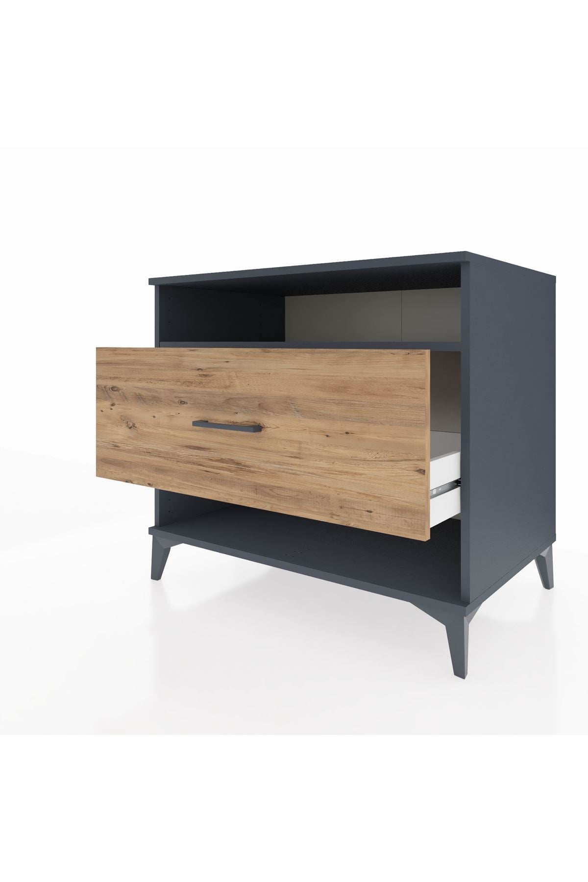 Kronos Şifonyer Tek Raflı Tek Çekmeceli 88x59x80 Antrasit-Çam