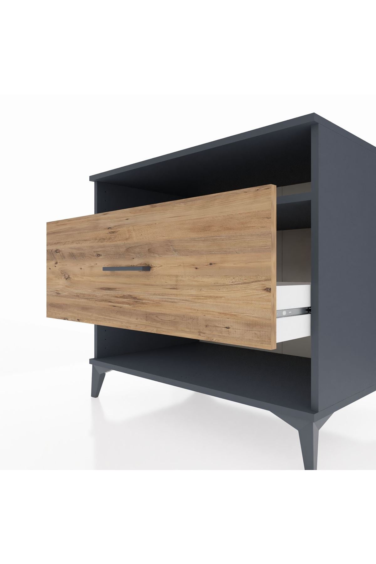 Kronos Şifonyer Tek Raflı Tek Çekmeceli 88x59x80 Antrasit-Çam