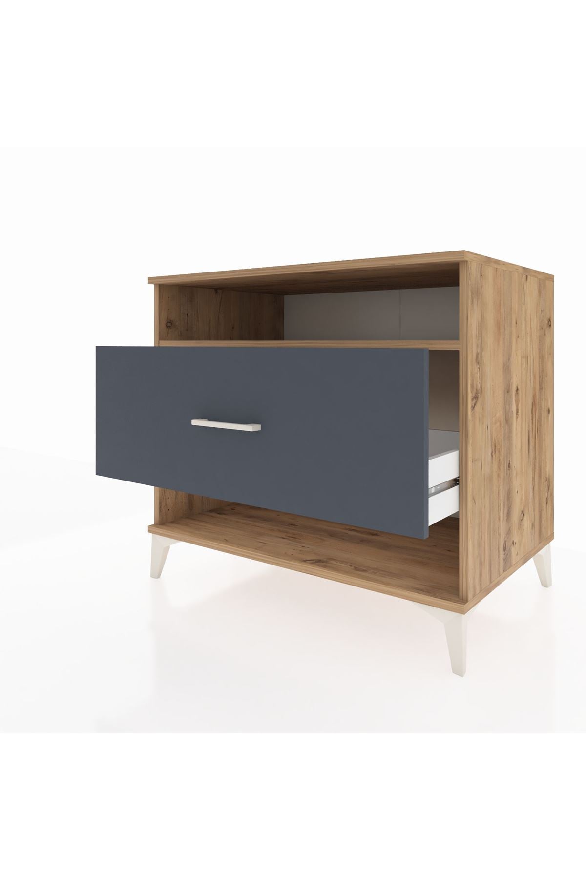 Kronos Şifonyer Tek Raflı Tek Çekmeceli 88x59x80 Çam-Antrasit