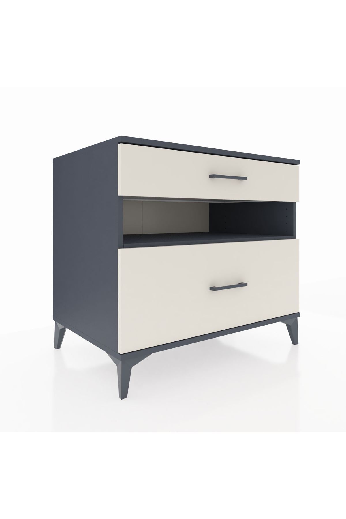 Kronos Şifonyer Tek Raflı 2 Çekmeceli 88x59x80 Antrasit-Aytaşı