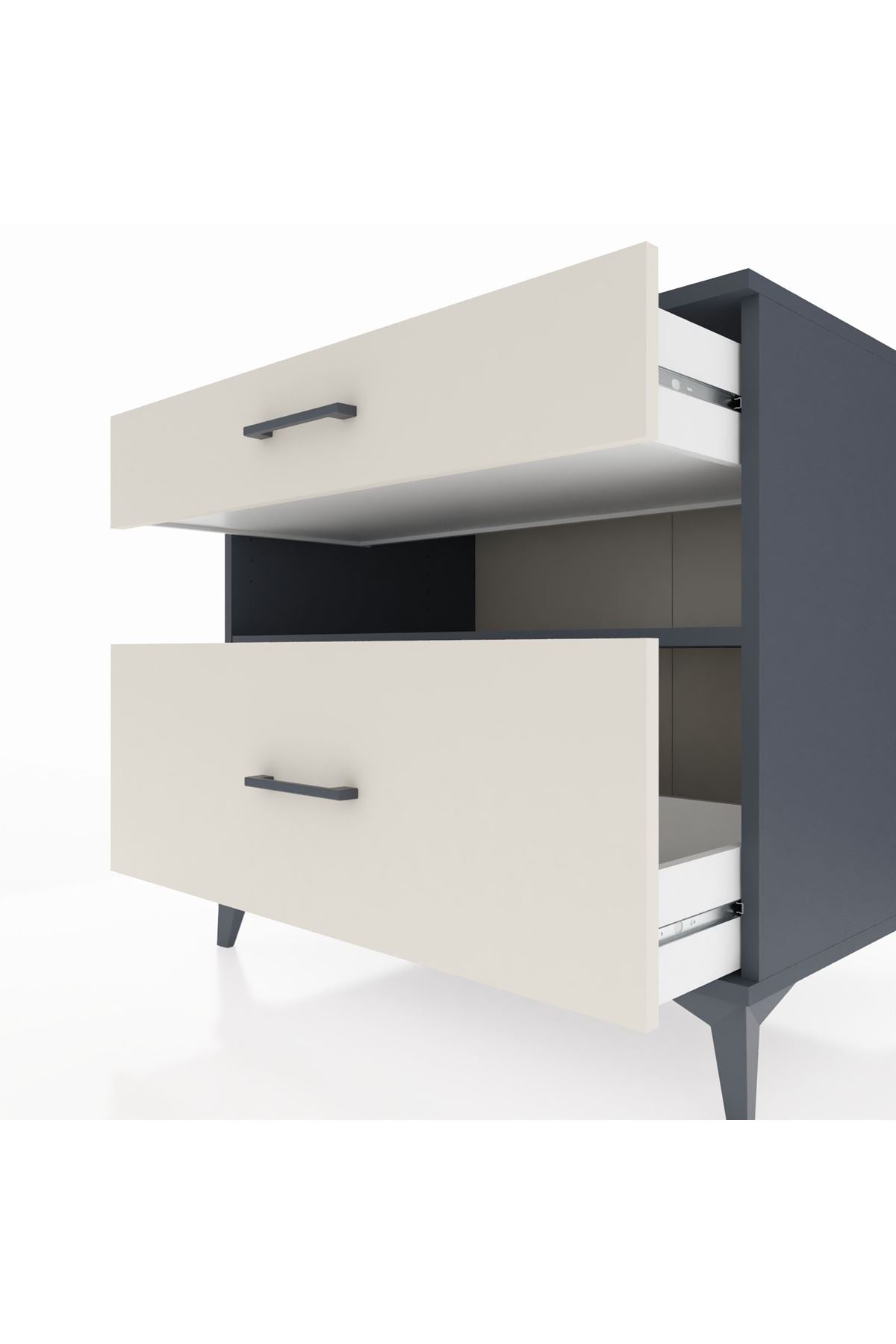 Kronos Şifonyer Tek Raflı 2 Çekmeceli 88x59x80 Antrasit-Aytaşı