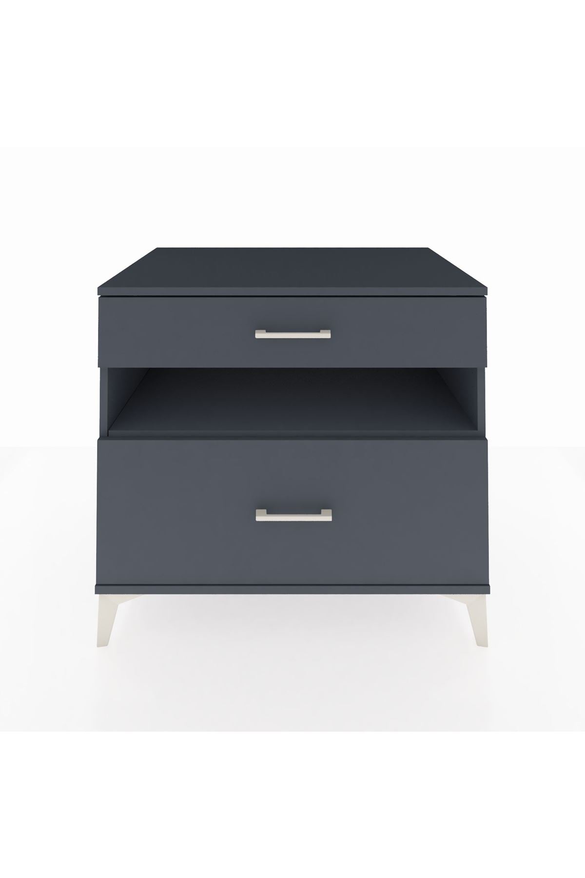 Kronos Şifonyer Tek Raflı 2 Çekmeceli 88x59x80 Antrasit-Antrasit