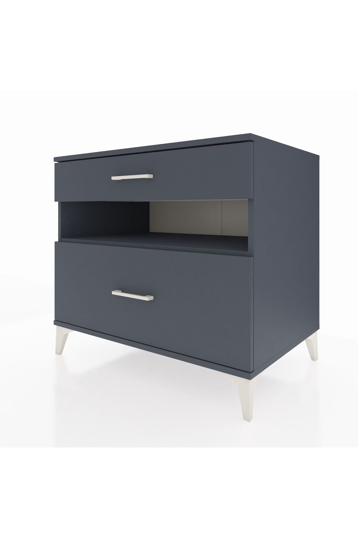 Kronos Şifonyer Tek Raflı 2 Çekmeceli 88x59x80 Antrasit-Antrasit