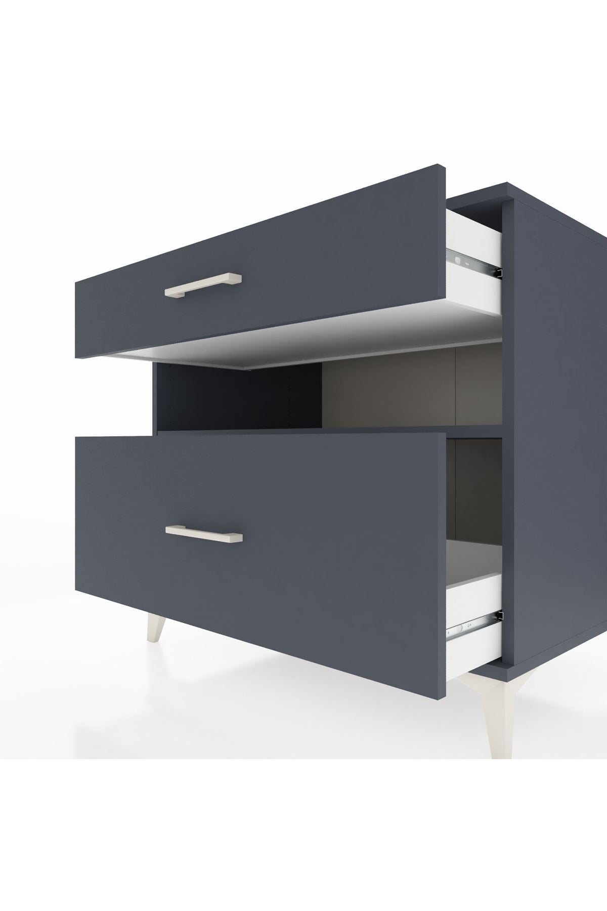 Kronos Şifonyer Tek Raflı 2 Çekmeceli 88x59x80 Antrasit-Antrasit