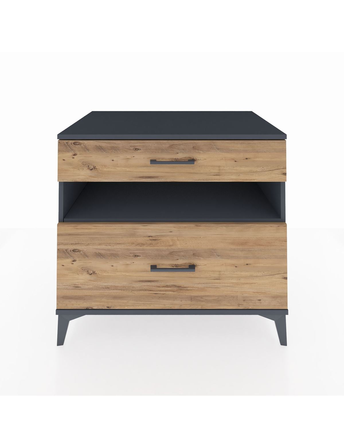 Kronos Şifonyer Tek Raflı 2 Çekmeceli 88x59x80 Antrasit-Çam