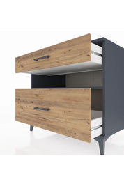 Kronos Şifonyer Tek Raflı 2 Çekmeceli 88x59x80 Antrasit-Çam