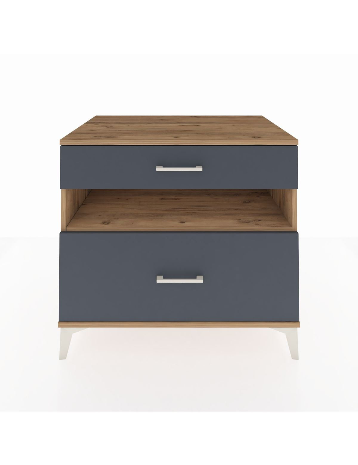 Kronos Şifonyer Tek Raflı 2 Çekmeceli 88x59x80 Çam-Antrasit