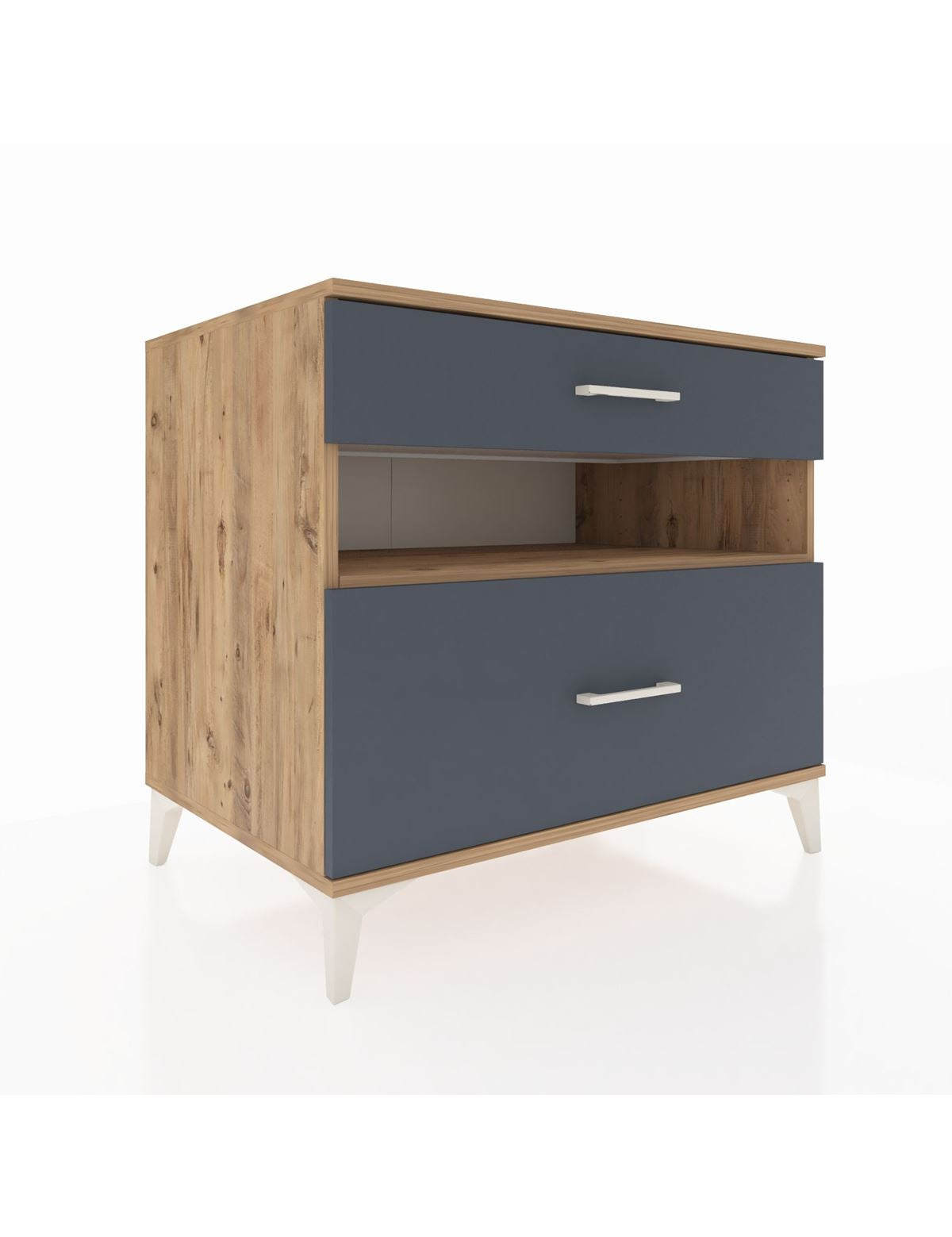 Kronos Şifonyer Tek Raflı 2 Çekmeceli 88x59x80 Çam-Antrasit