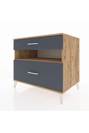 Kronos Şifonyer Tek Raflı 2 Çekmeceli 88x59x80 Çam-Antrasit