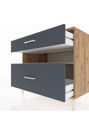 Kronos Şifonyer Tek Raflı 2 Çekmeceli 88x59x80 Çam-Antrasit