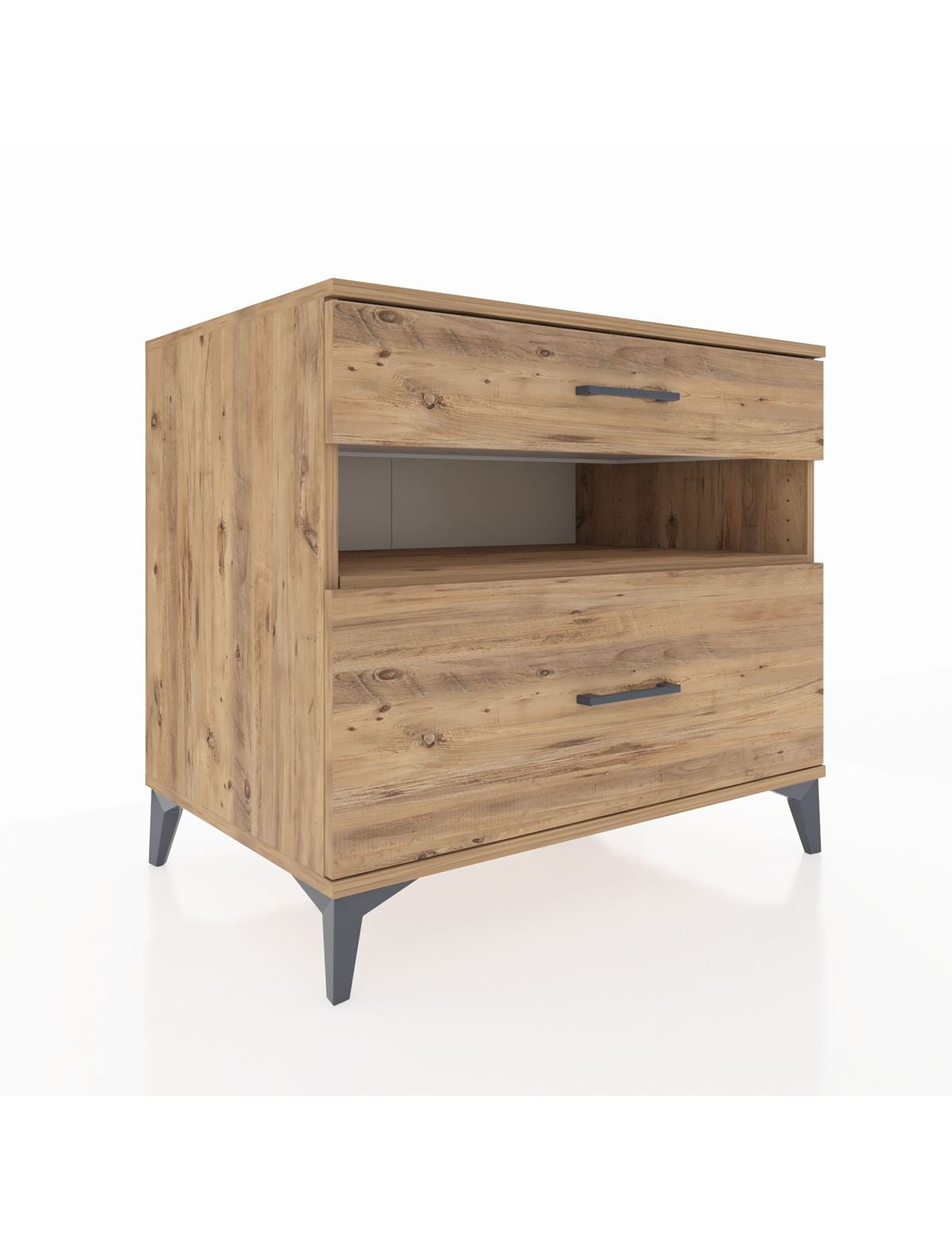 Kronos Şifonyer Tek Raflı 2 Çekmeceli 88x59x80 Çam-Çam