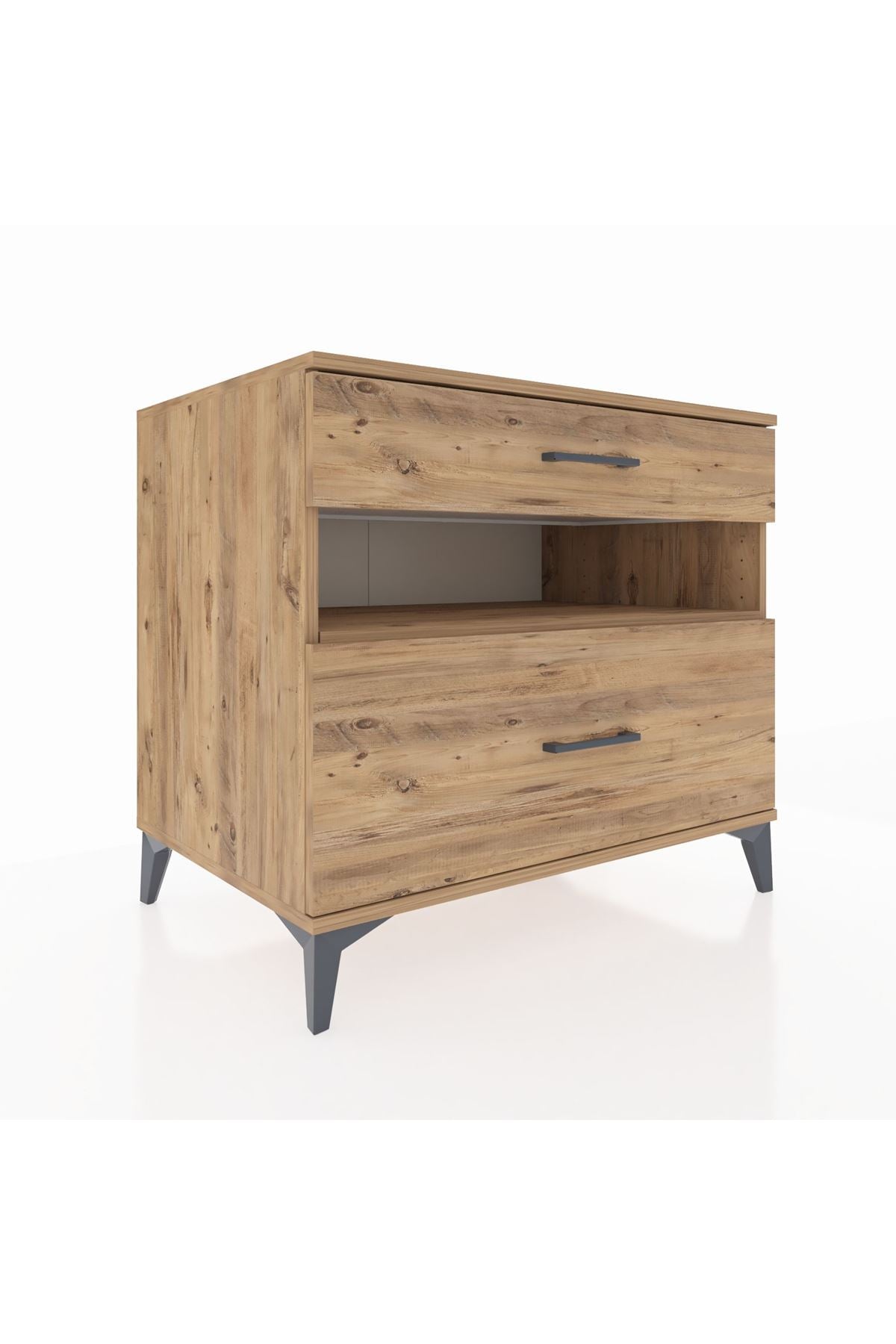 Kronos Şifonyer Tek Raflı 2 Çekmeceli 88x59x80 Çam-Çam