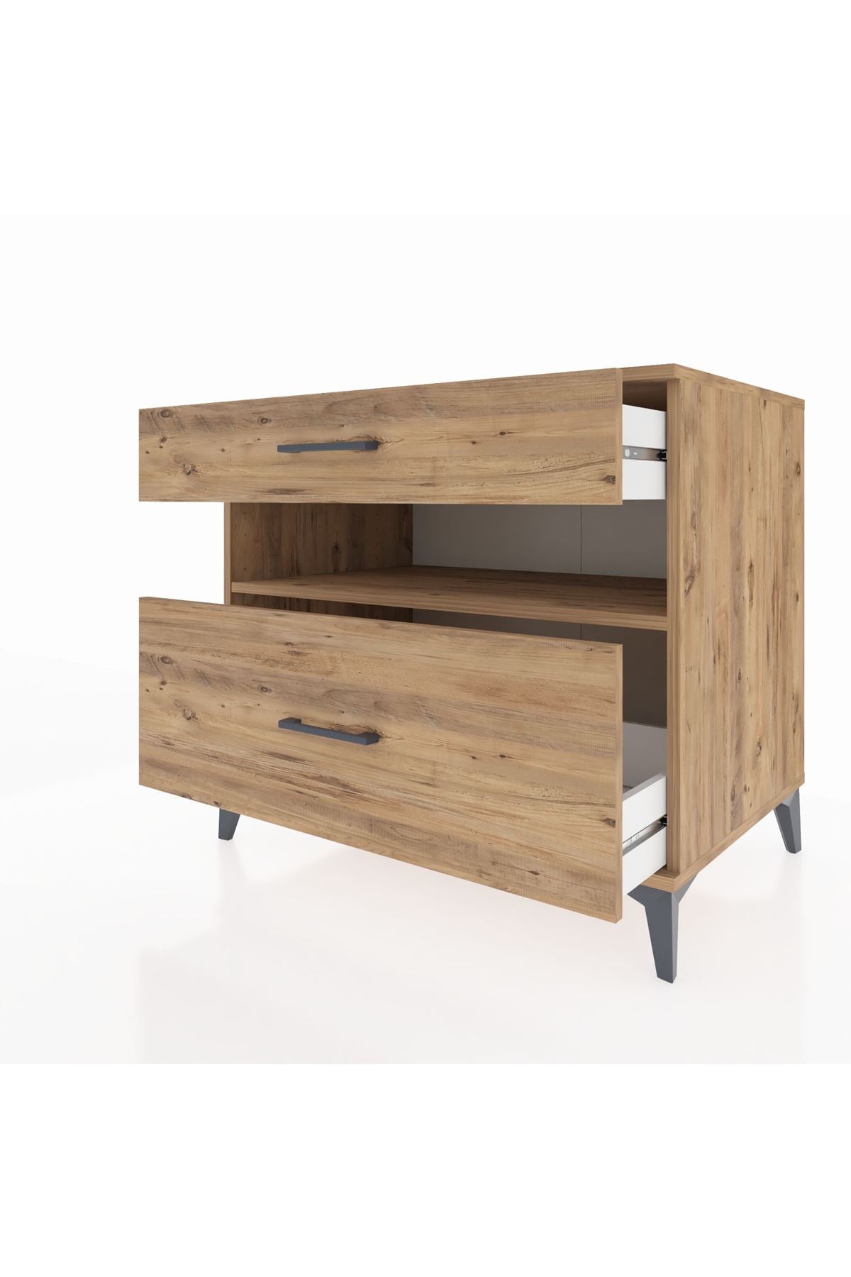 Kronos Şifonyer Tek Raflı 2 Çekmeceli 88x59x80 Çam-Çam