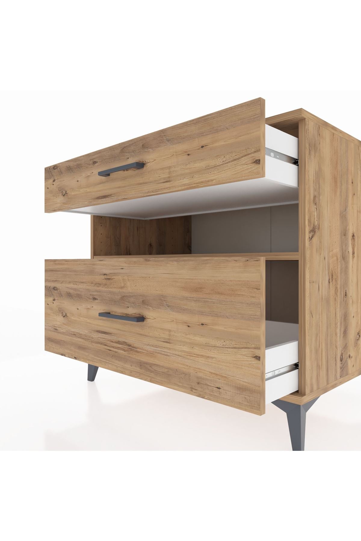 Kronos Şifonyer Tek Raflı 2 Çekmeceli 88x59x80 Çam-Çam