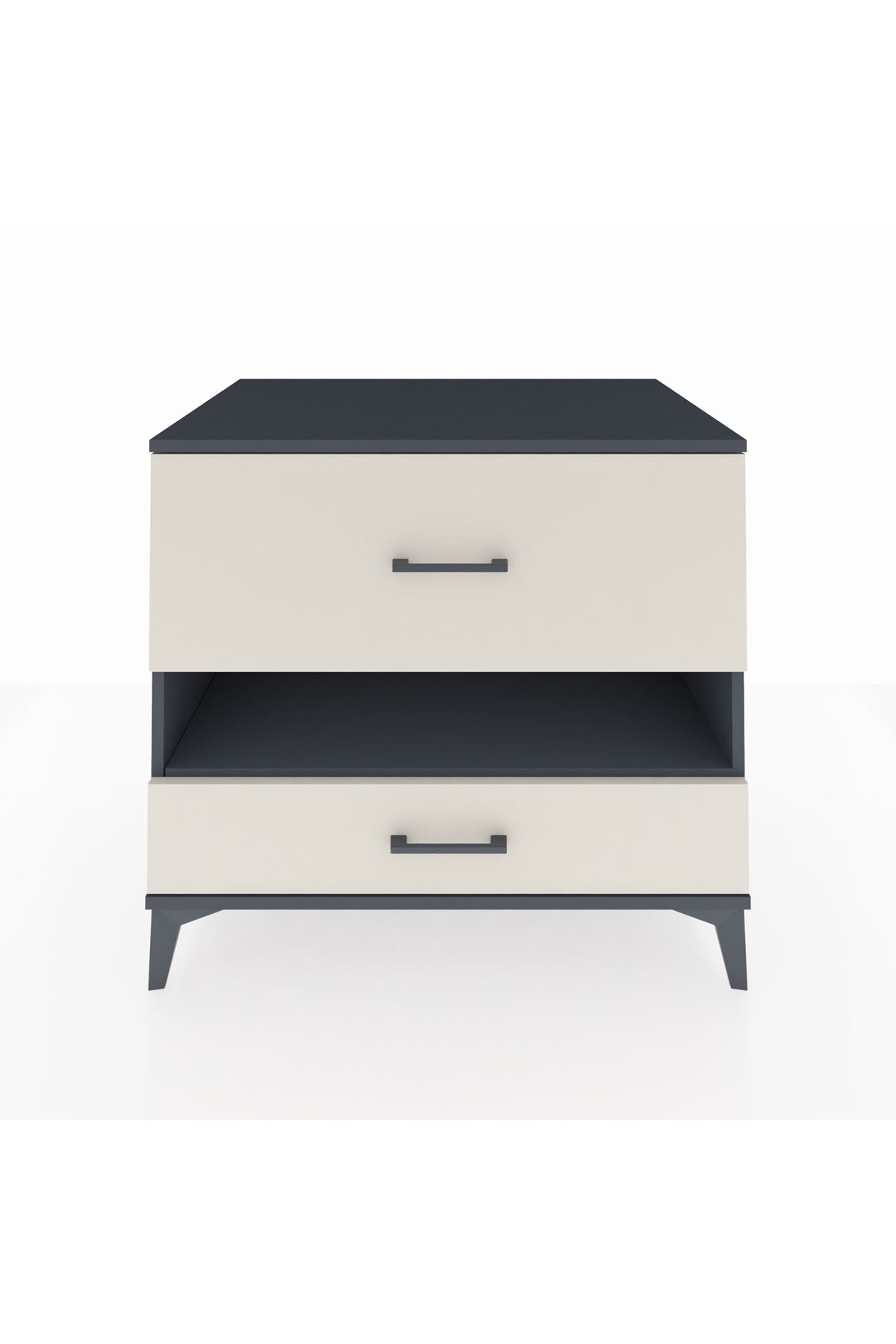 Kronos Şifonyer Tek Raflı 2 Çekmeceli 88x59x80 Antrasit-Aytaşı