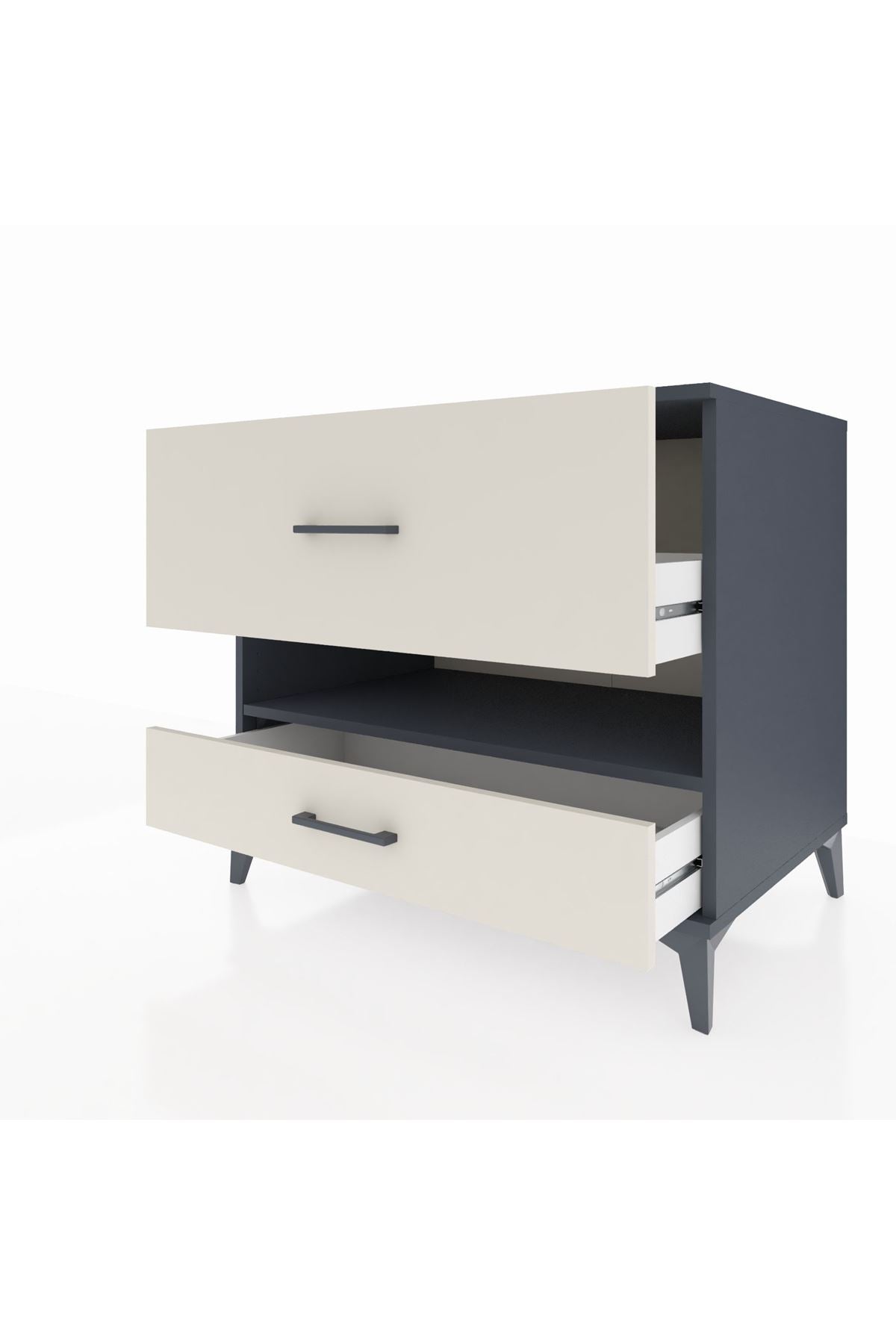 Kronos Şifonyer Tek Raflı 2 Çekmeceli 88x59x80 Antrasit-Aytaşı