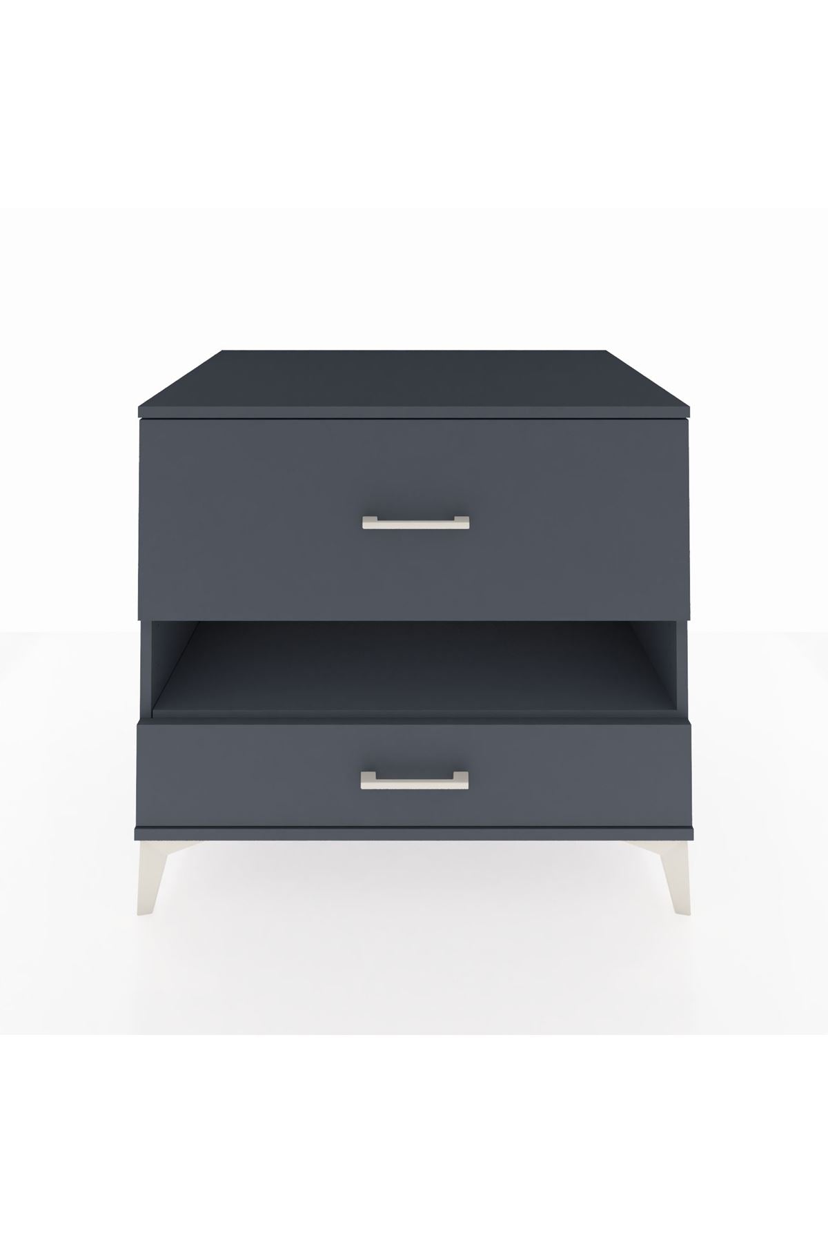 Kronos Şifonyer Tek Raflı 2 Çekmeceli 88x59x80 Antrasit-Antrasit