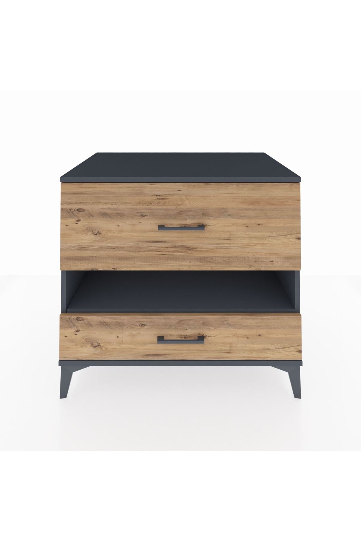 Kronos Şifonyer Tek Raflı 2 Çekmeceli 88x59x80 Antrasit-Çam