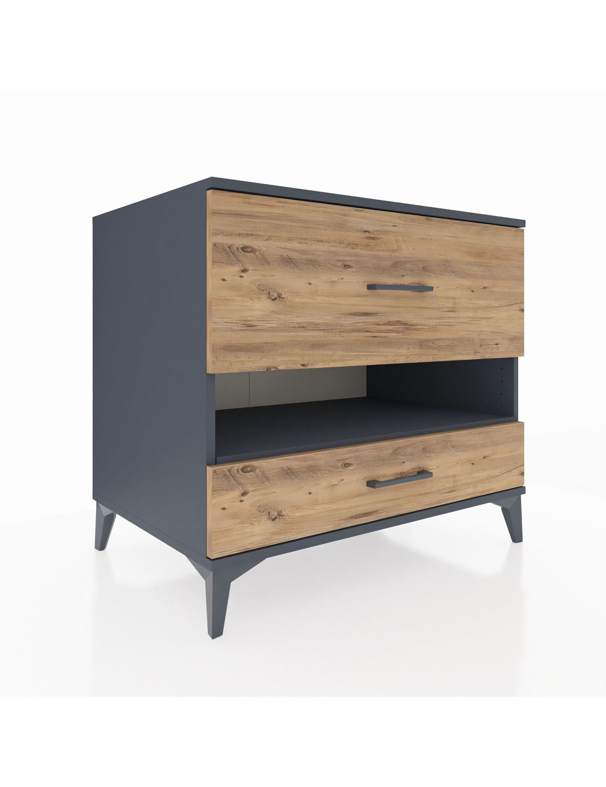 Kronos Şifonyer Tek Raflı 2 Çekmeceli 88x59x80 Antrasit-Çam