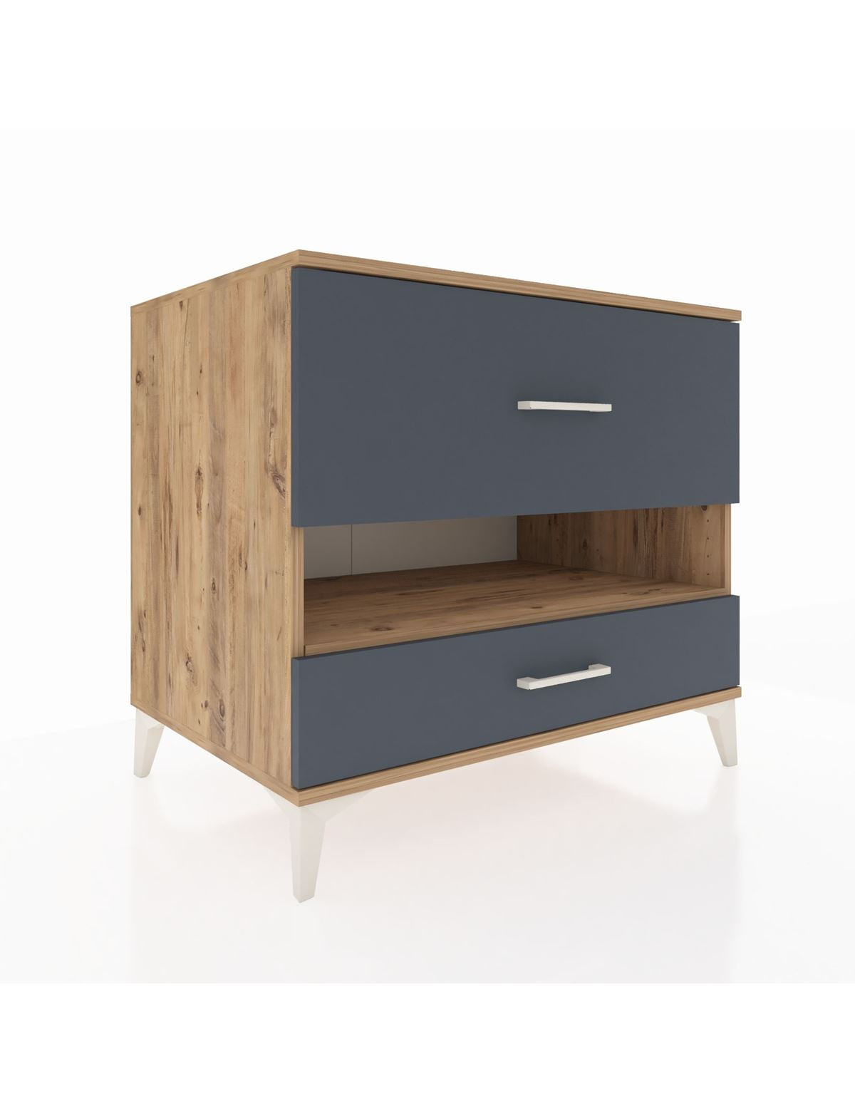 Kronos Şifonyer Tek Raflı 2 Çekmeceli 88x59x80 Çam-Antrasit