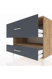 Kronos Şifonyer Tek Raflı 2 Çekmeceli 88x59x80 Çam-Antrasit