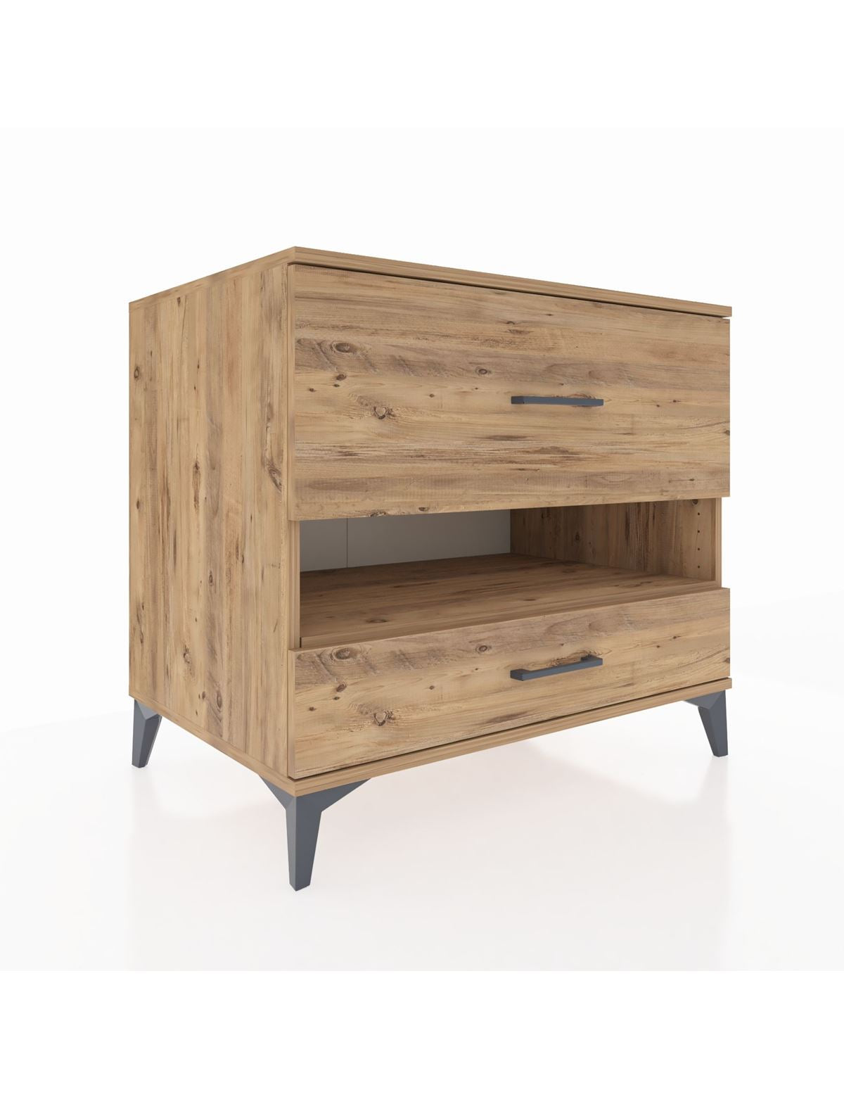 Kronos Şifonyer Tek Raflı 2 Çekmeceli 88x59x80 Çam-Çam