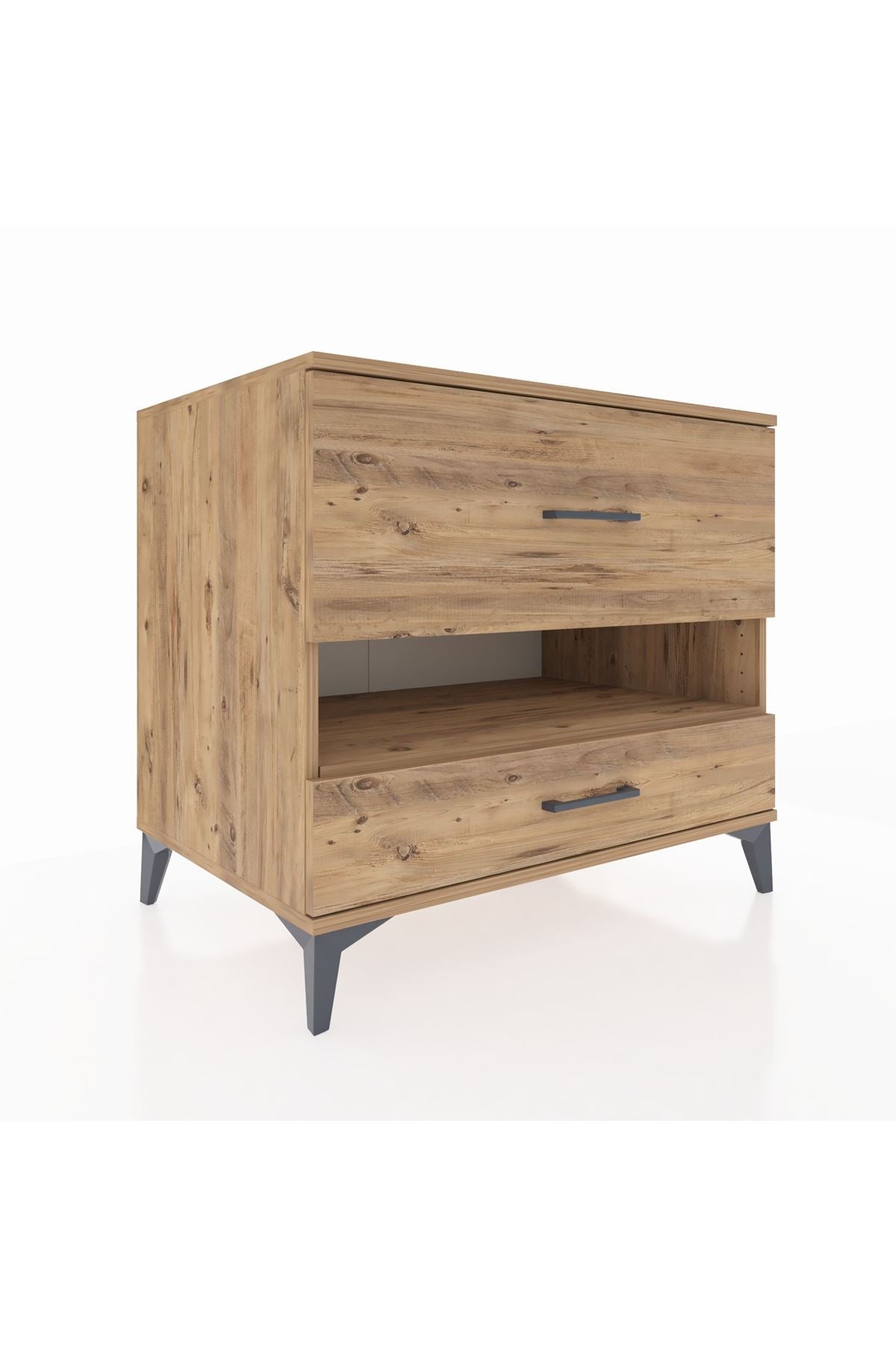 Kronos Şifonyer Tek Raflı 2 Çekmeceli 88x59x80 Çam-Çam