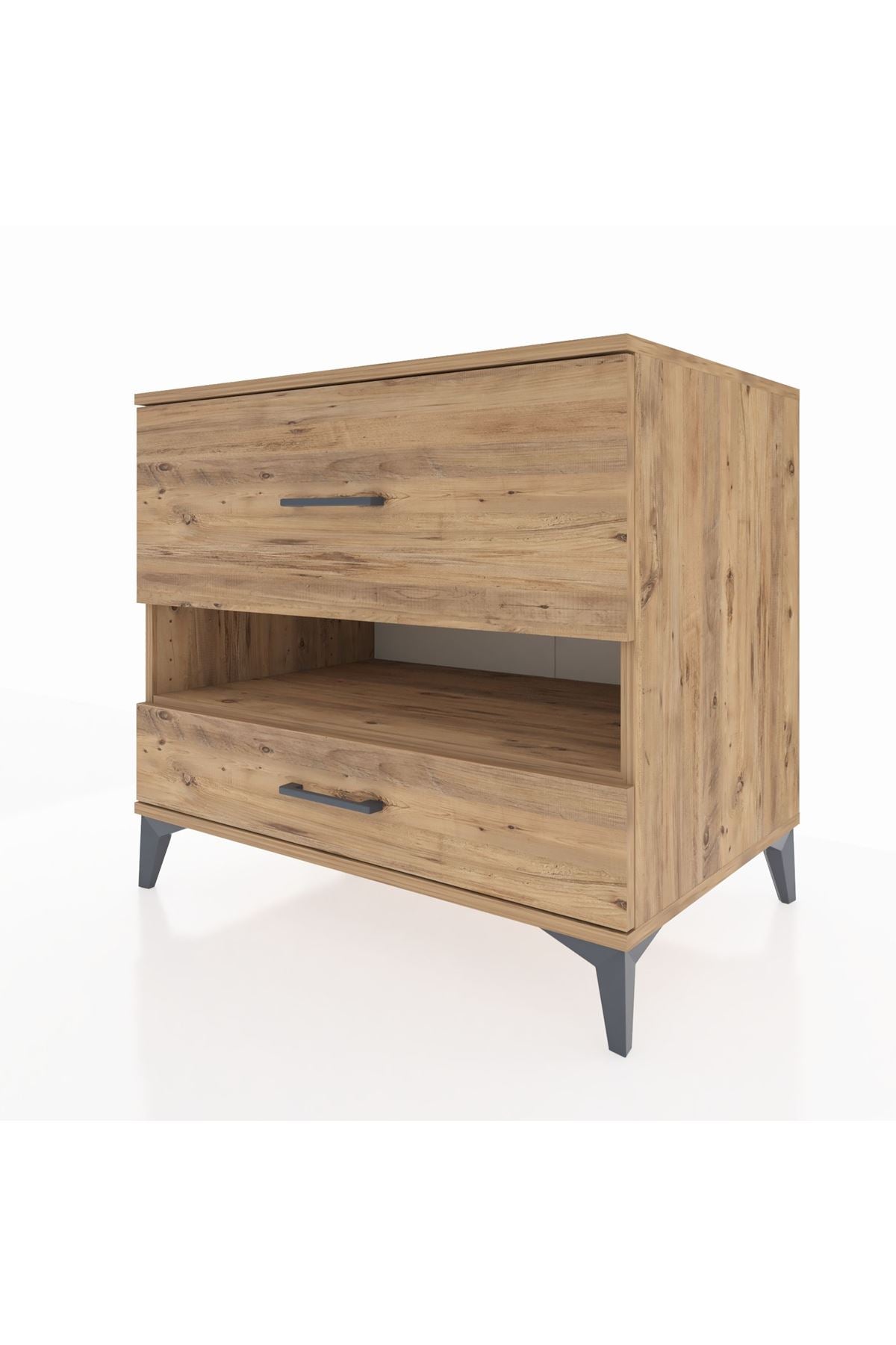 Kronos Şifonyer Tek Raflı 2 Çekmeceli 88x59x80 Çam-Çam