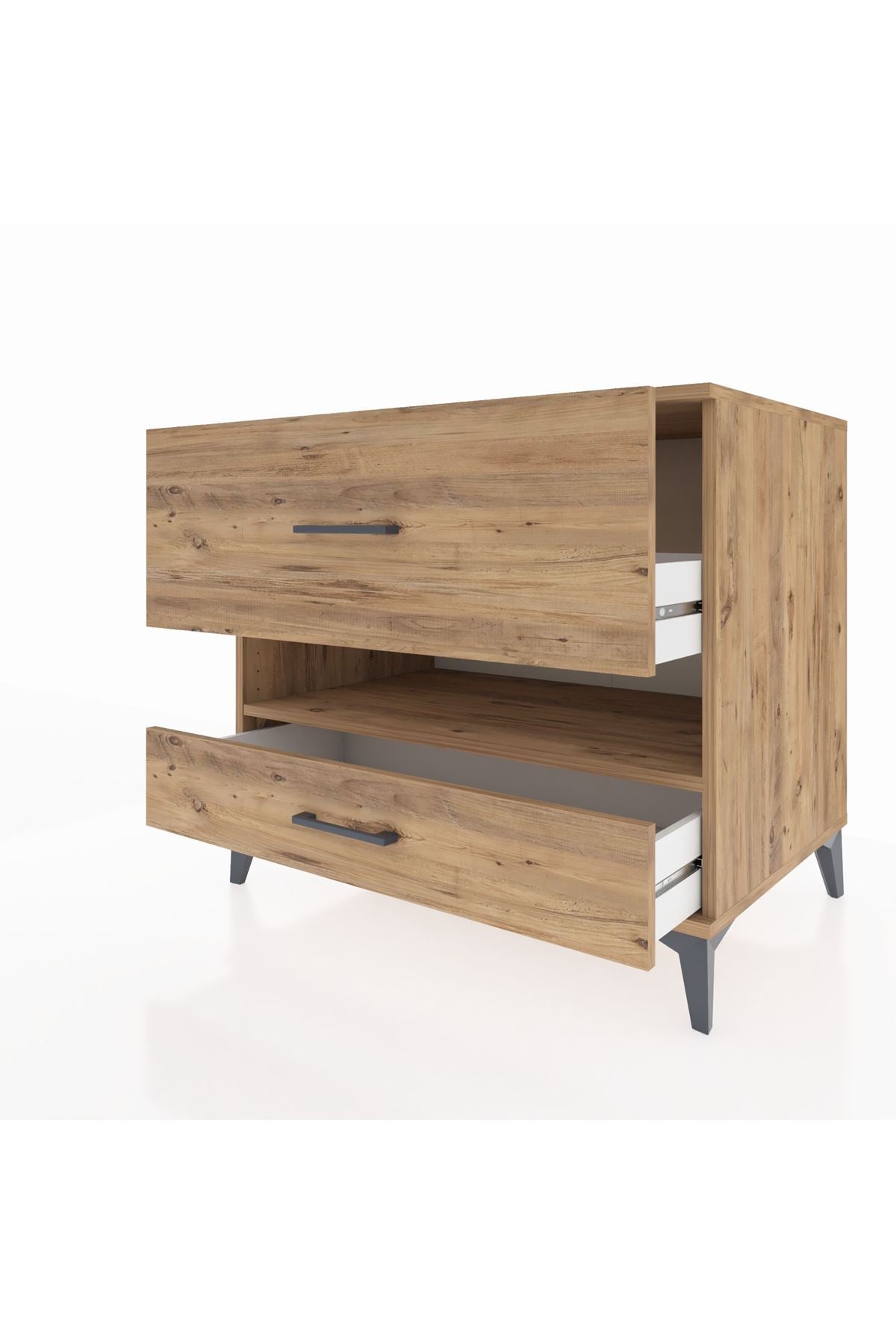 Kronos Şifonyer Tek Raflı 2 Çekmeceli 88x59x80 Çam-Çam