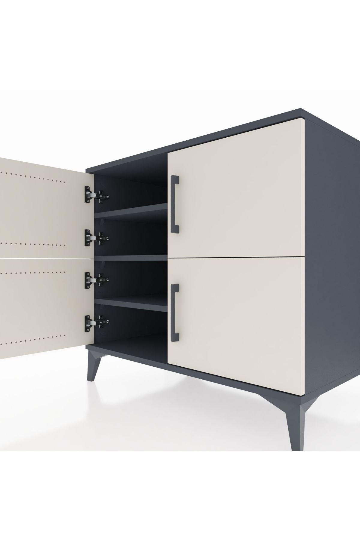 Kronos Şifonyer 3 Raflı 4 Kapaklı 88x59x80 Antrasit-Aytaşı