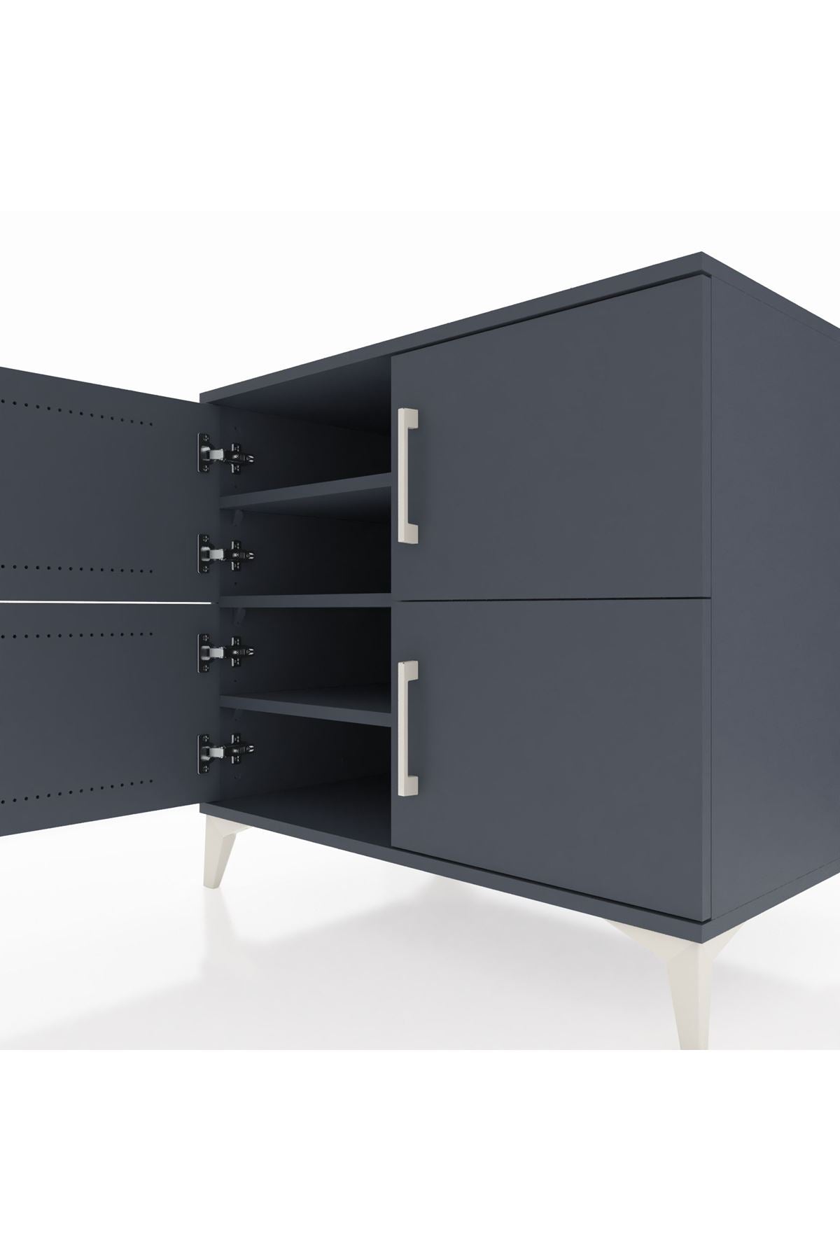 Kronos Şifonyer 3 Raflı 4 Kapaklı 88x59x80 Antrasit-Antrasit