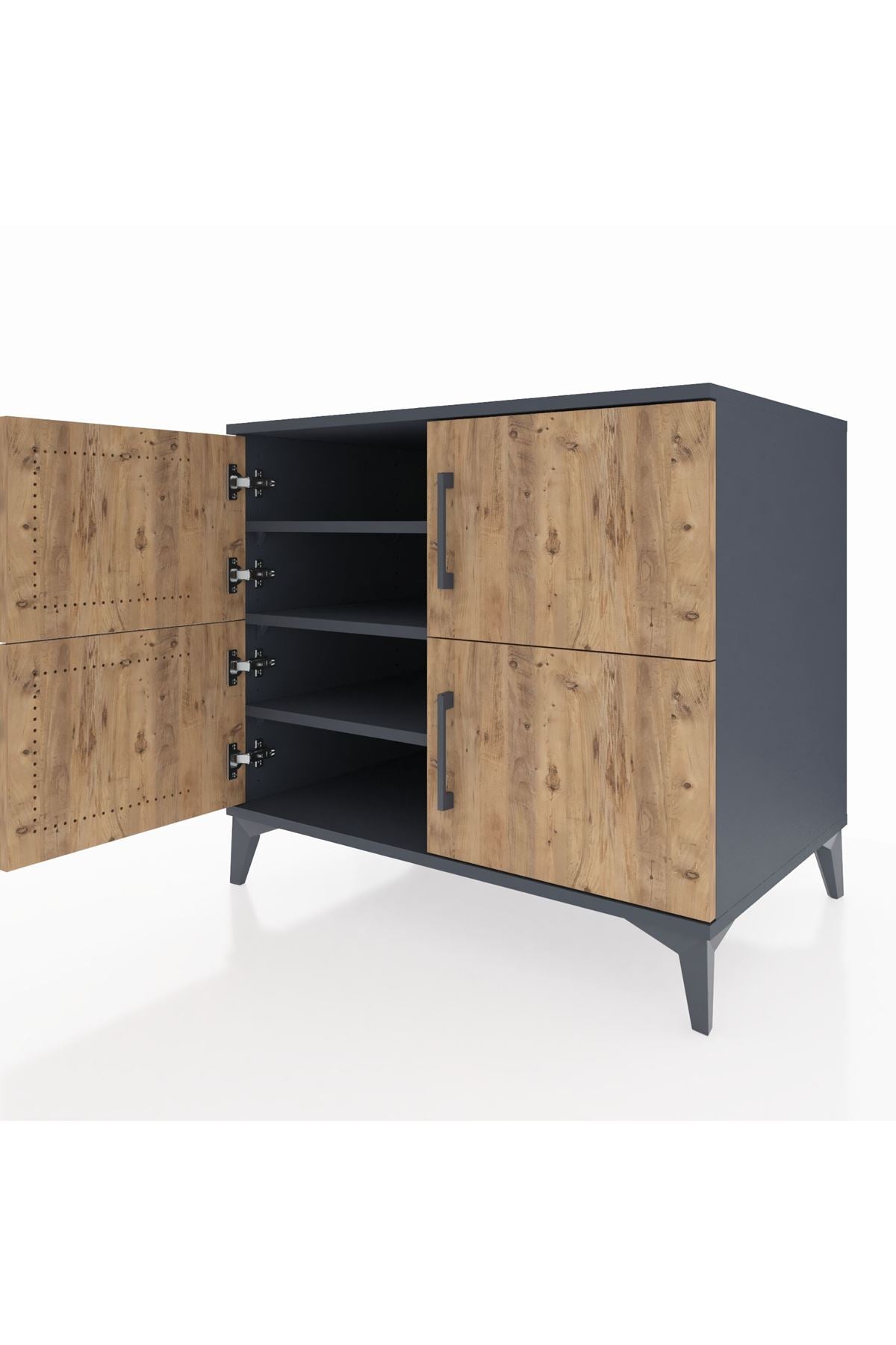 Kronos Şifonyer 3 Raflı 4 Kapaklı 88x59x80 Antrasit-Çam