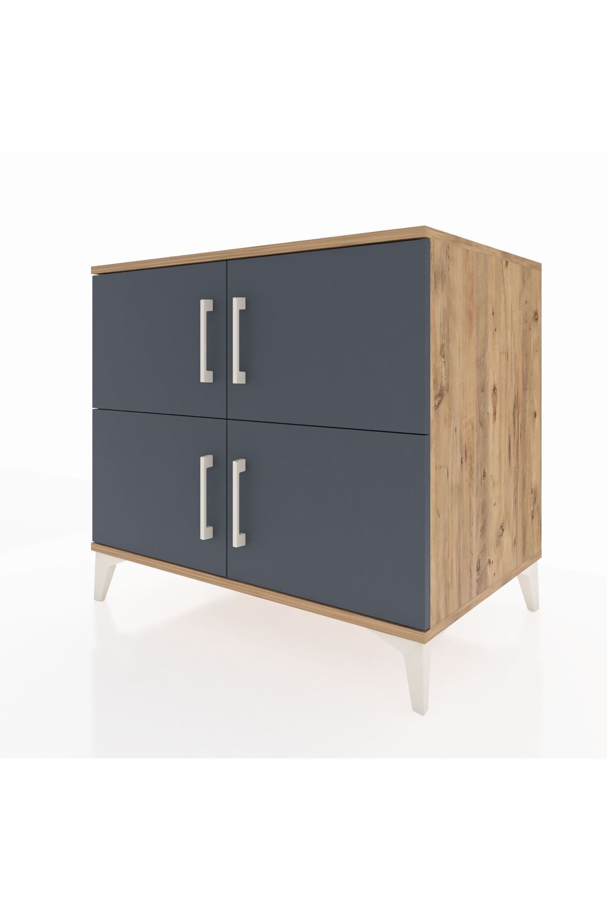 Kronos Şifonyer 3 Raflı 4 Kapaklı 88x59x80 Çam-Antrasit