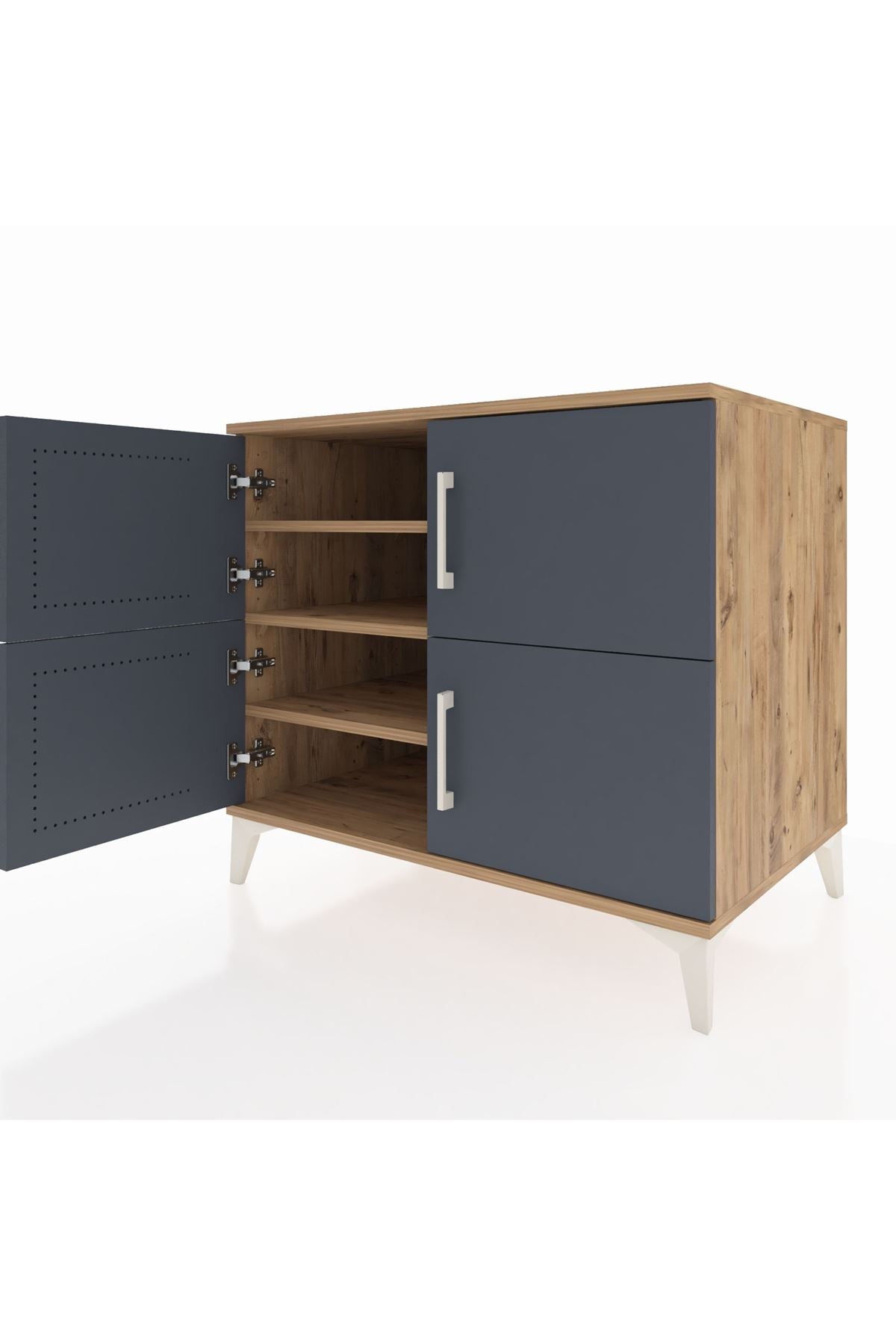 Kronos Şifonyer 3 Raflı 4 Kapaklı 88x59x80 Çam-Antrasit